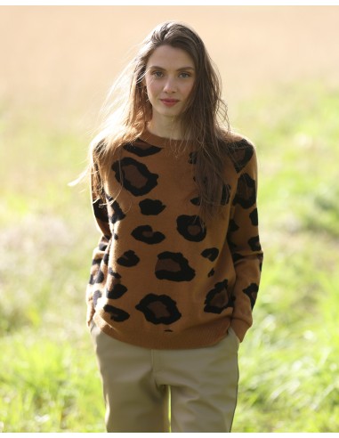 LEOPARD INTARSIA ROUND NECK