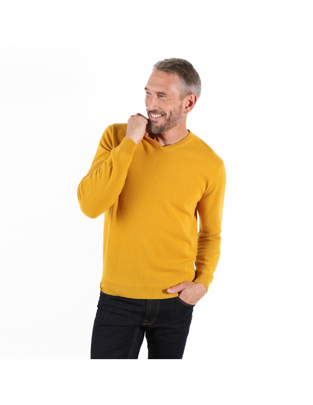 Mustard yellow clearance v neck sweater