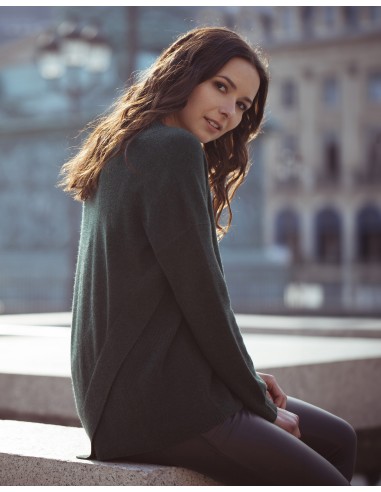 ASYMMETRIC CROSS-BACK V-NECK SWEATER